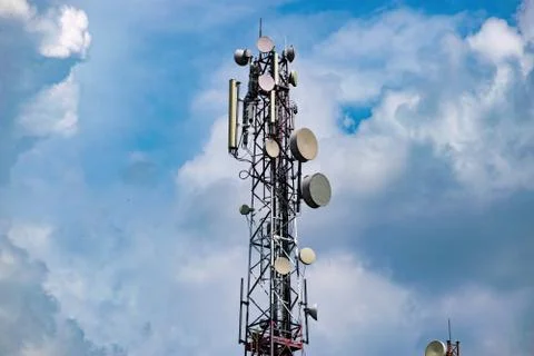Telecom tower with aerials Stock Photos
