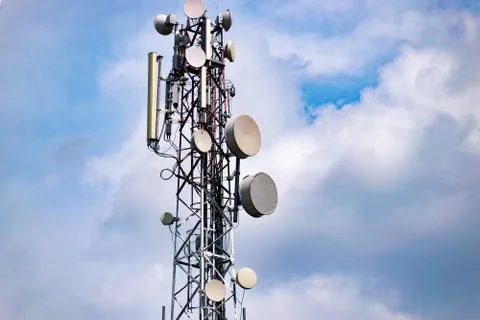 Telecom tower with aerials Stock Photos