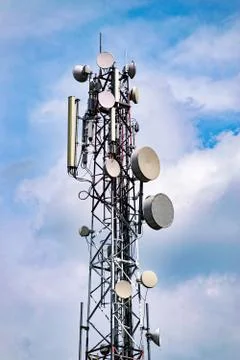 Telecom tower with aerials Stock Photos