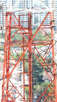 Telecom tower closeup. Stock Photos