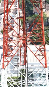 Telecom tower closeup. Stock Photos