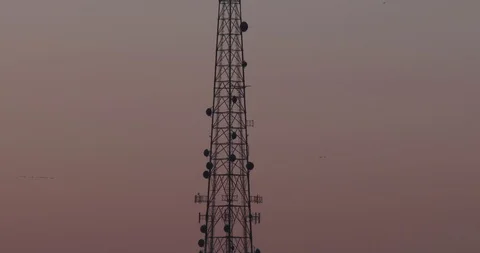 Telecom Tower At Dusk Stock Footage 86407457