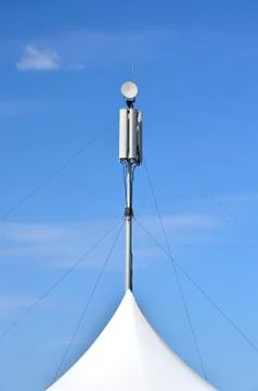 Telecom TV radio celullar mobile tower, cell antenna, transmitter Stock Photos