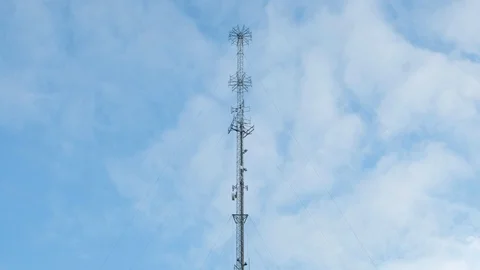 Telecommunication antenna tower with clouds Video stock 118241071