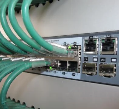Telecommunication cables for computer certificates on the  jacks 写真素材