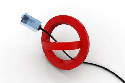 Telecommunication cables with stop sign Free Stock Illustration