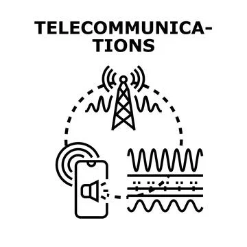 Telecommunication concept connecting mobile network and radio waves Stock Illustration