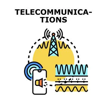 Telecommunication concept connecting mobile network and radio waves Stock Illustration