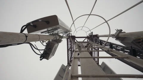 Telecommunication devices on a pole Video stock 244735168