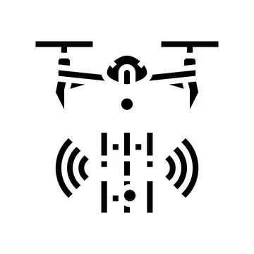 Telecommunication drone glyph icon vector illustration Stock Illustration