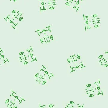 Telecommunication drone glyph seamless pattern 库存插图