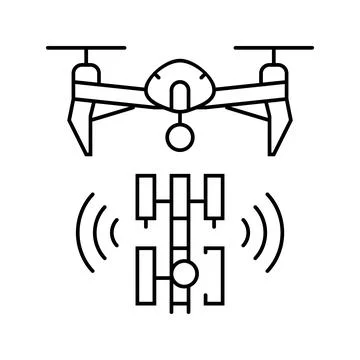 Telecommunication drone line icon vector illustration Stock Illustration