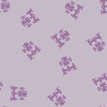 Telecommunication drone line seamless pattern 库存插图