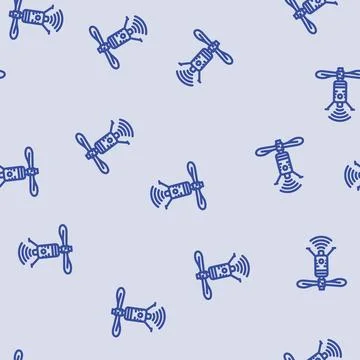 Telecommunication drone line vector seamless pattern イラスト素材