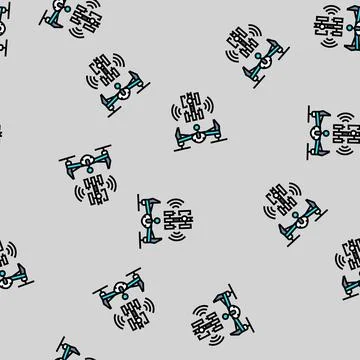 Telecommunication drone vector seamless pattern 스톡 일러스트