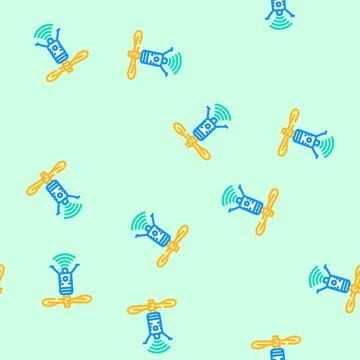 Telecommunication drone vector seamless pattern 스톡 일러스트