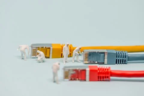 Telecommunication ethernet cables. Internet technology concept Stock Photos