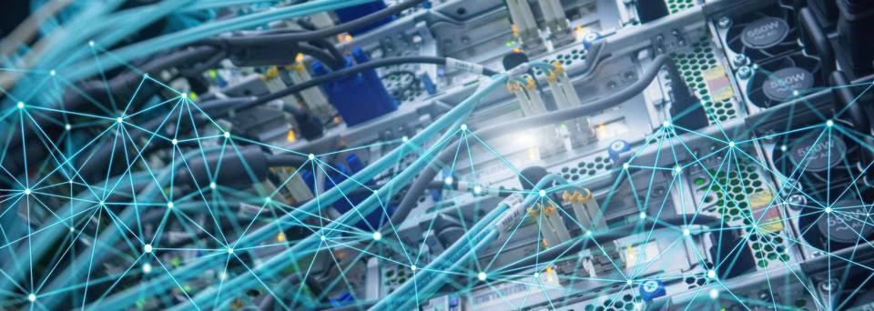 Telecommunication global network structure and networking concept on panora.. Stock Photos
