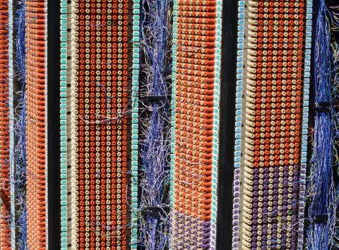 Telecommunication junction box with binding posts and wires Stock Photos