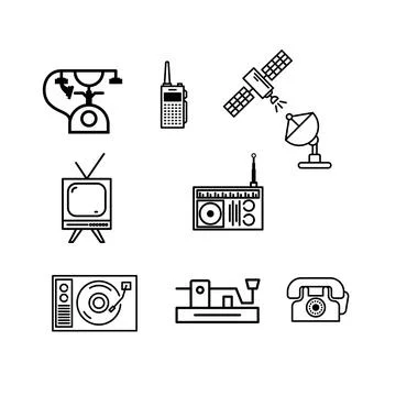 Telecommunication methods  icons simple vector  illustration Illustrazione stock