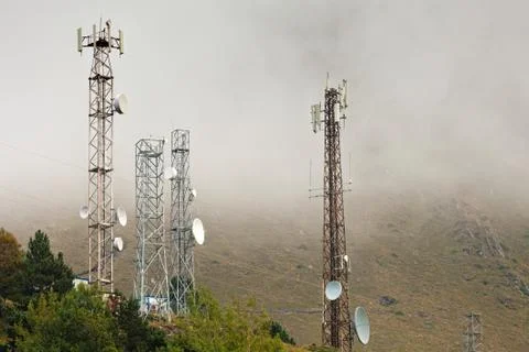 Telecommunication in mountains Stock Photos