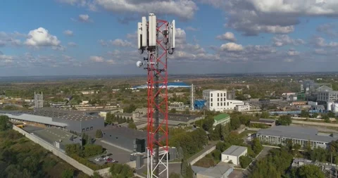 Telecommunication network repeaters. Antenna tower and repeater of communication Video stock 270460667
