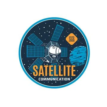 Telecommunication satellite in outer space icon Stock Illustration