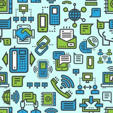 Telecommunication seamless pattern background electronic connection wallpaper Stock Illustration