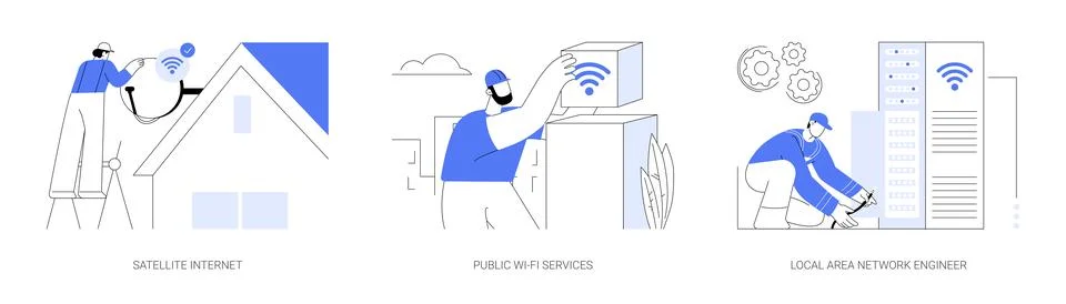 Telecommunication service abstract concept vector illustrations. Stock Illustration