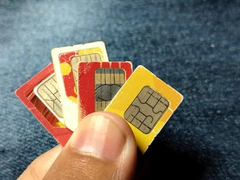 Telecommunication sim card, technology theme. Stock Photos