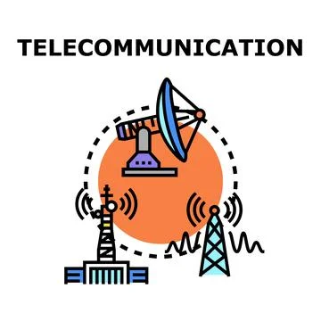 Telecommunication technology transmitting global wireless signal concept Stock Illustration