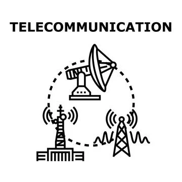 Telecommunication technology transmitting global wireless signal concept Stock Illustration