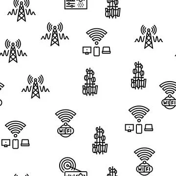 Telecommunication Technology Vector Seamless Pattern Stock Illustration