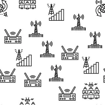 Telecommunication Technology Vector Seamless Pattern Illustrazione stock