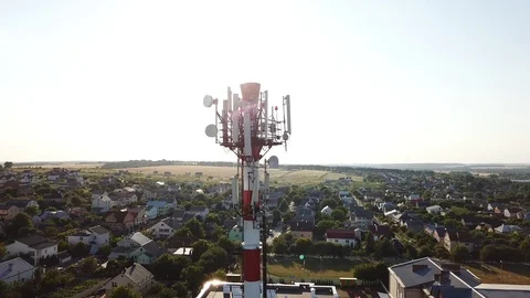 Telecommunication tower of 4G and 5G cellular. Stock Footage 111896830