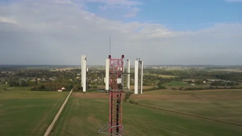 Telecommunication tower aerial view Video stock 149043272