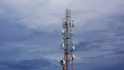 Telecommunication tower with antennas Stock Footage 146694503
