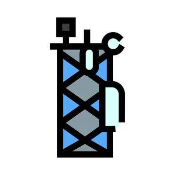 Telecommunication tower broadcasting cellular network signal icon Stock Illustration