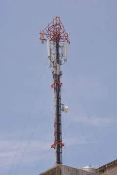 Telecommunication tower on the building Stock Photos