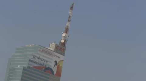 Telecommunication Tower at CAT Telecom Office Alongside Chao Phraya River Stock Footage 48204307