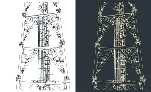 Telecommunication tower close up Stock Illustration