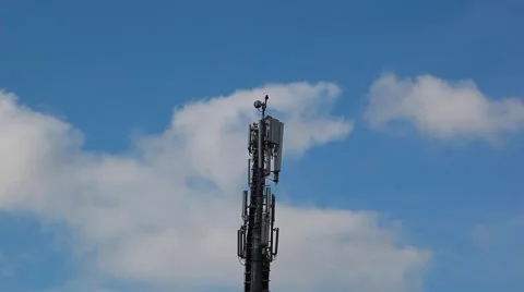 Telecommunication tower with cloudscape time lapse Stock Footage 47596176