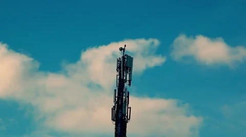 Telecommunication tower with cloudscape time lapse Stock Footage 47597540