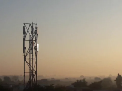 Telecommunication tower in India Stock Footage 123680192