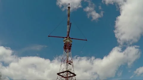 Telecommunication tower with moving clouds Stock Footage 62487002