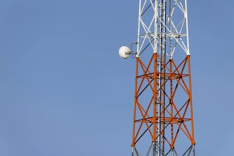 Telecommunication tower providing wireless network signal infrastructure Stock Photos