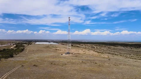 Telecommunication tower with sector antennas Stock Footage 135439710