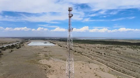Telecommunication tower with sector antennas Stock Footage 135486461