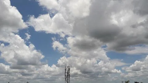 Telecommunication tower with sky background Stock Photos
