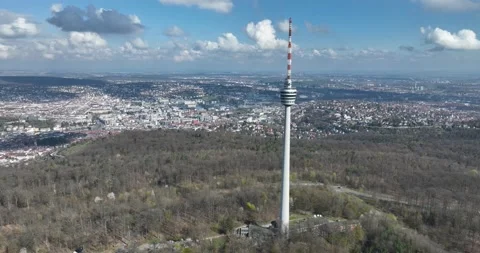 Telecommunication tower in Stuttgart, Germany. Stock Footage 238949856
